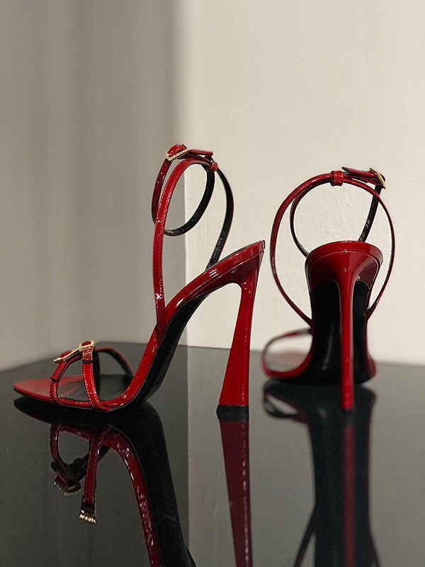 Belt Buckle Open Toe Split-Joint Pumps Sandals