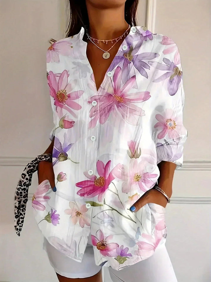 Chic Long Sleeve Shirt with Vibrant Print