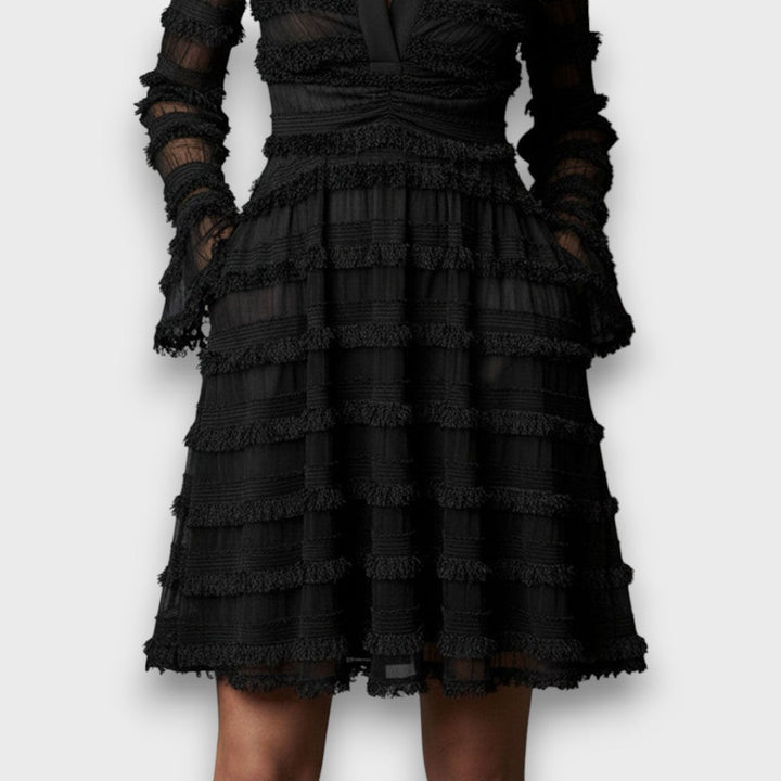 Parisa – Midi Dress with Sheer Fringes