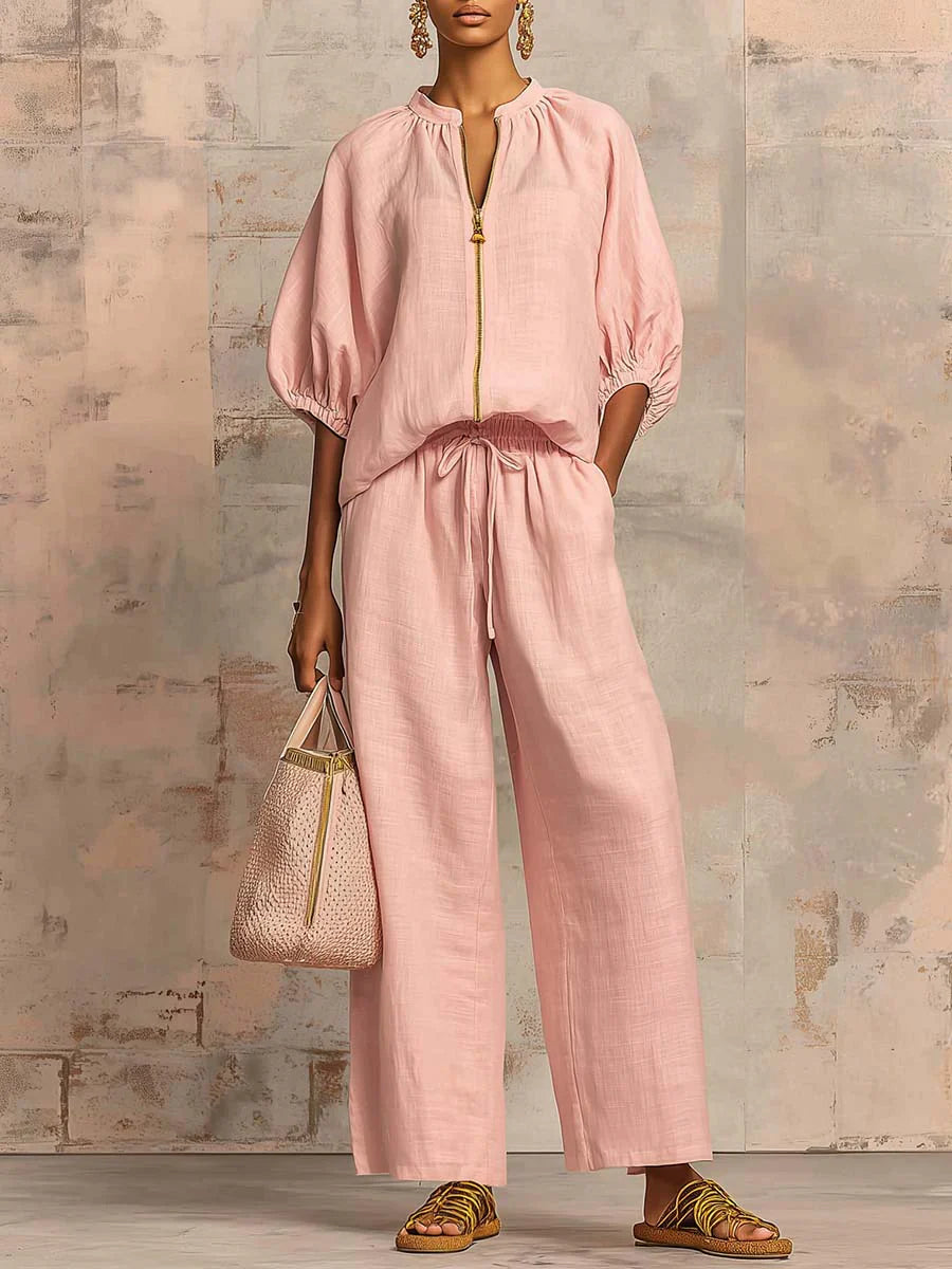 Alba | Relaxed Fit Two-Piece Set: Shirt and Wide-Leg Trousers