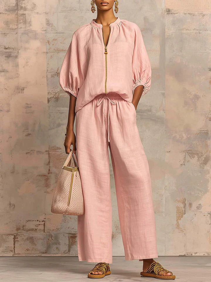 Alba | Relaxed Fit Two-Piece Set: Shirt and Wide-Leg Trousers