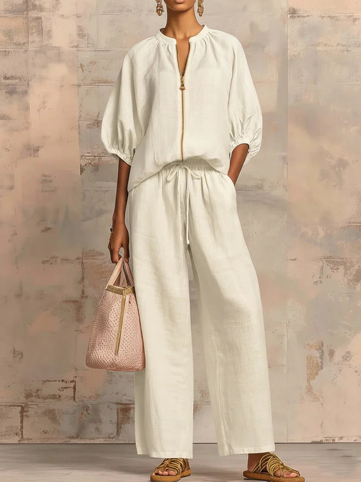 Alba | Relaxed Fit Two-Piece Set: Shirt and Wide-Leg Trousers