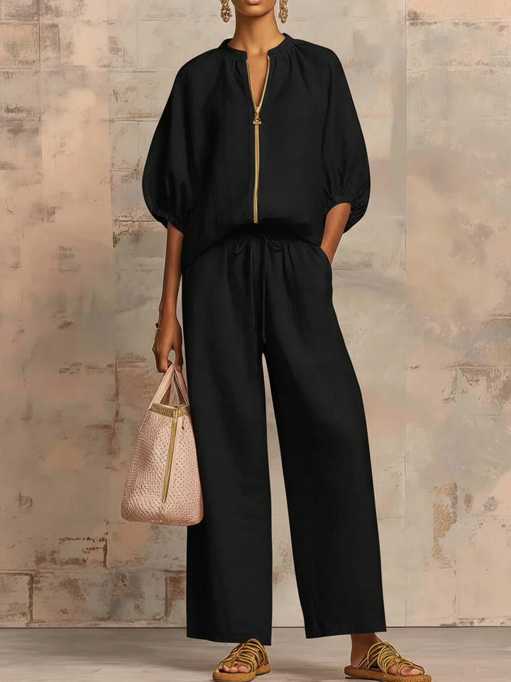 Alba | Relaxed Fit Two-Piece Set: Shirt and Wide-Leg Trousers