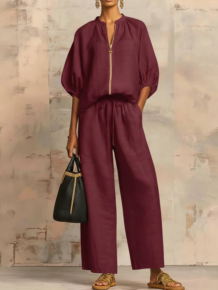 Alba | Relaxed Fit Two-Piece Set: Shirt and Wide-Leg Trousers