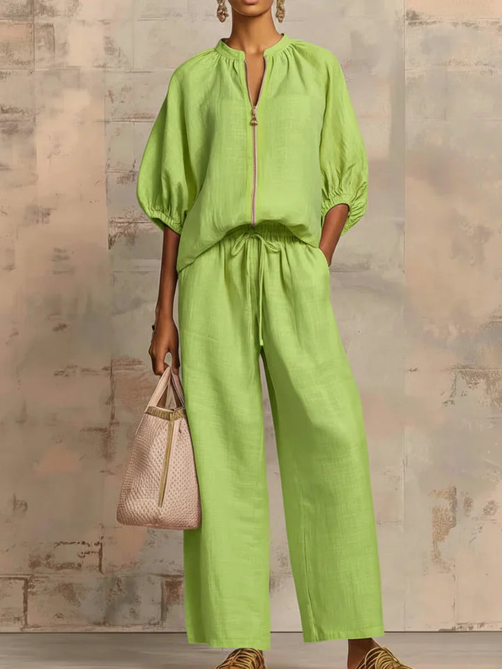 Alba | Relaxed Fit Two-Piece Set: Shirt and Wide-Leg Trousers
